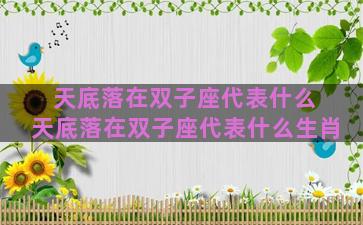 天底落在双子座代表什么 天底落在双子座代表什么生肖